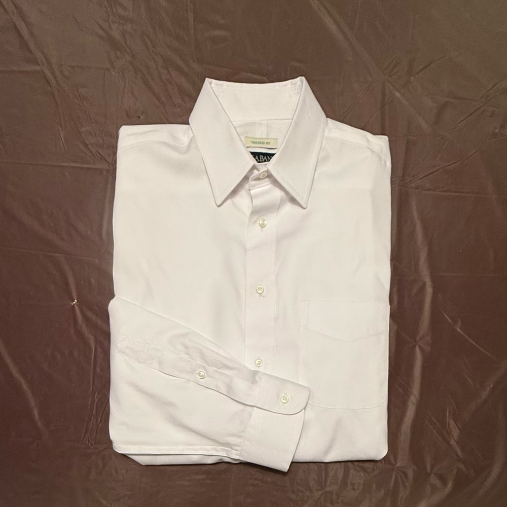 Jos. A. Bank Tailored Fit White 100% Cotton Dress Shirt Size 15.5-33 - Picture 2 of 8
